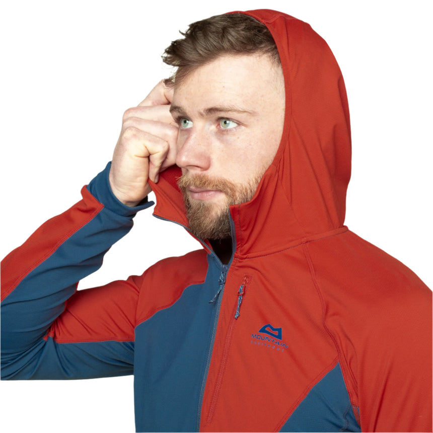 Mountain Equipment Aiguille Hooded Men's Top Outdoor Action Dusk/Red Rock- Hood