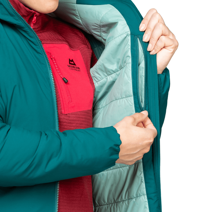 Mountain Equipment Andola Women's Jacket Outdoor Action Deep Teal- Inner Zipped Security Pocket
