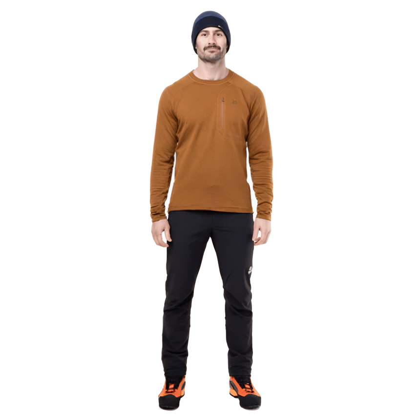 Mountain Equipment Apiro Men's Crew Outdoor Action Walnut- Front Fit