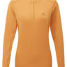 Mountain Equipment Cerrig Women's LS Zip T Outdoor Action Butterscotch- Front