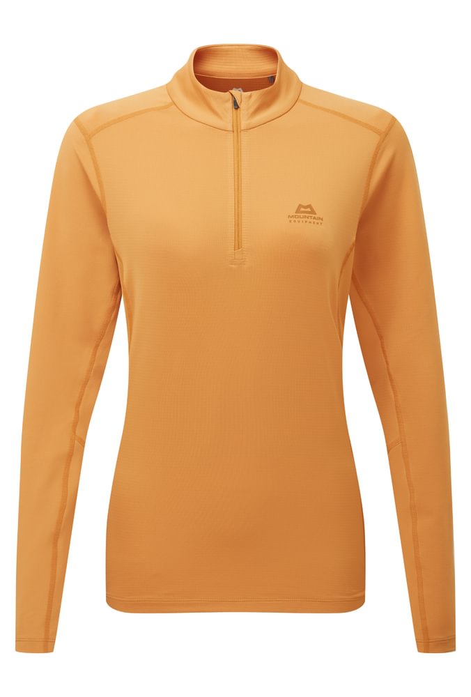 Mountain Equipment Cerrig Women's LS Zip T Outdoor Action Butterscotch- Front