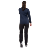 Mountain Equipment Cerrig Women's LS Zip T Outdoor Action Cosmos- Back Fit on Model