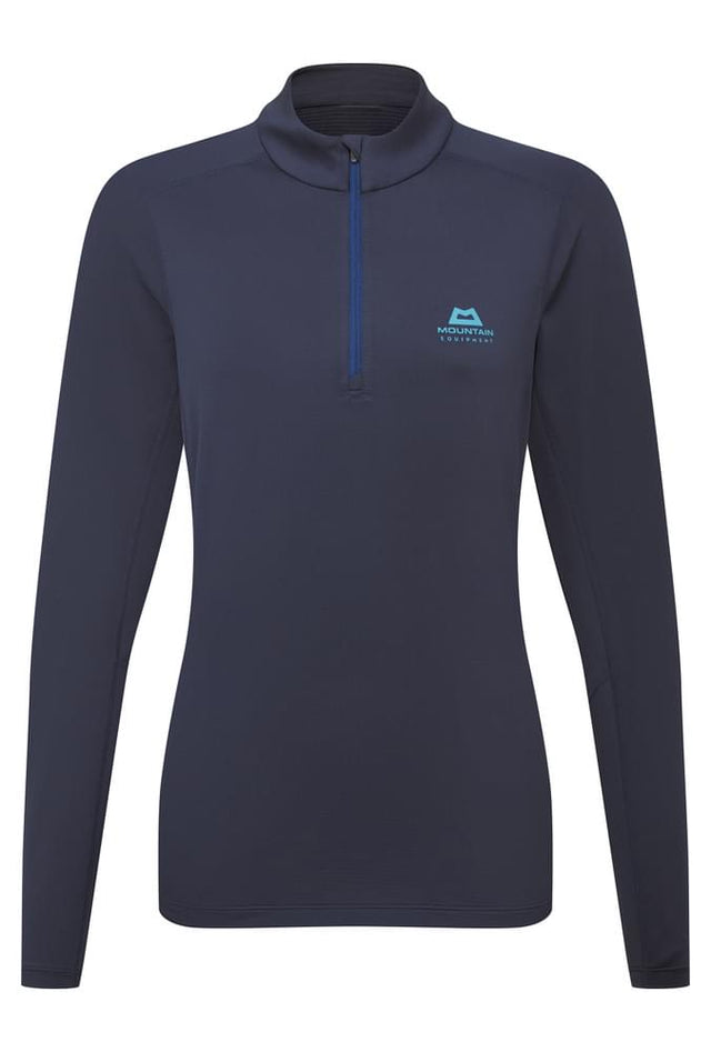 Mountain Equipment Cerrig Women's LS Zip T Outdoor Action Cosmos- Front