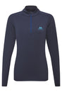 Mountain Equipment Cerrig Women's LS Zip T Outdoor Action Cosmos- Front