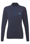 Mountain Equipment Cerrig Women's LS Zip T Outdoor Action Cosmos- Front