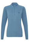 Mountain Equipment Cerrig Women's LS Zip T Outdoor Action Stellar Blue- Front