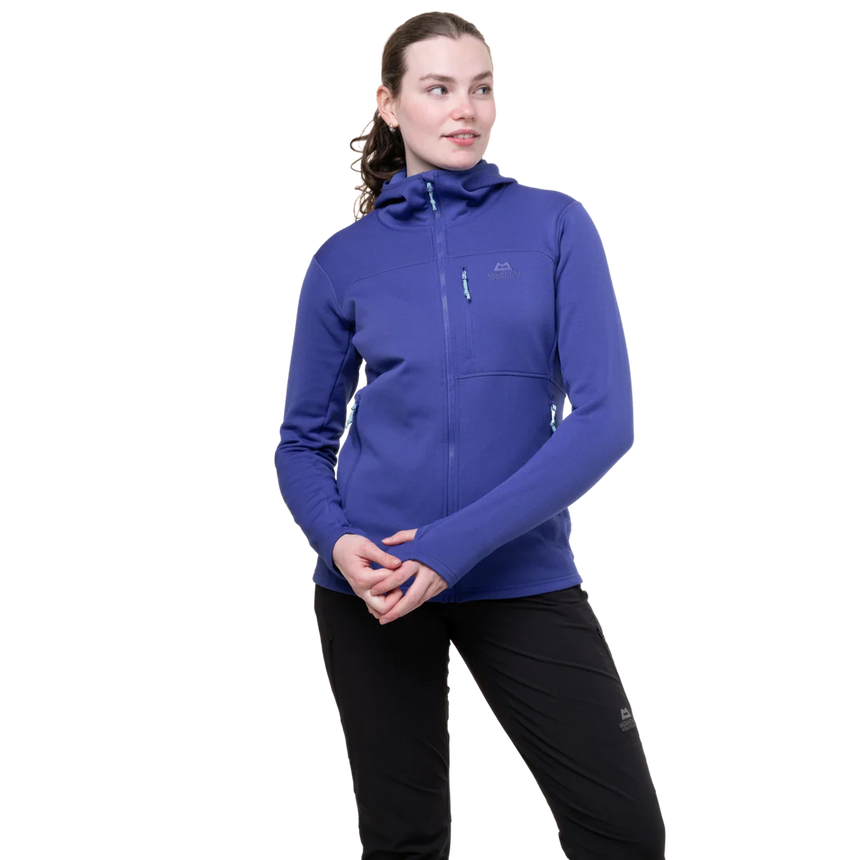 Mountain Equipment Durian Hooded Women's Jacket Outdoor Clematis- Thumb loops