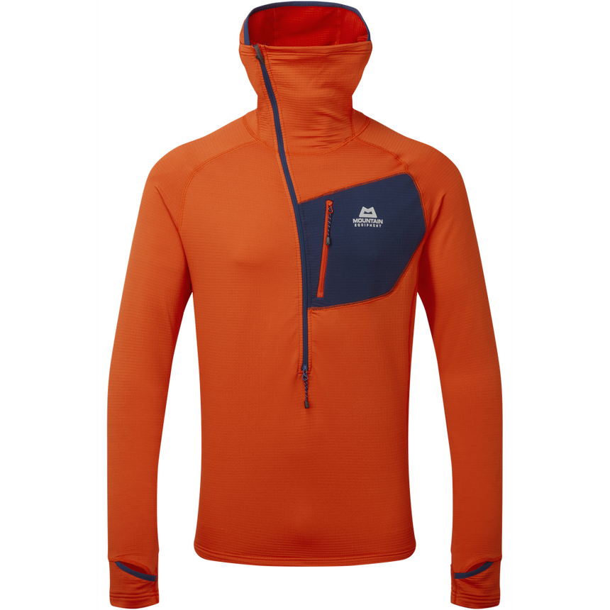 Mountain Equipment Eclipse Hooded Men's Zip T Outdoor Action Magma/Medieval- Front