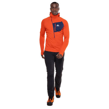 Mountain Equipment Eclipse Hooded Men's Zip T Outdoor Action Magma/Medieval- Front Fit