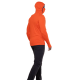 Mountain Equipment Eclipse Hooded Men's Zip T Outdoor Action Magma/Medieval- Offset zip closure
