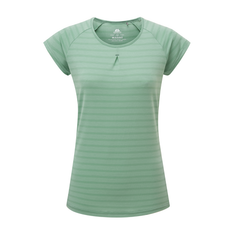 Mountain Equipment Equinox Women's Tee Outdoor Action Lichen Stripe- Front
