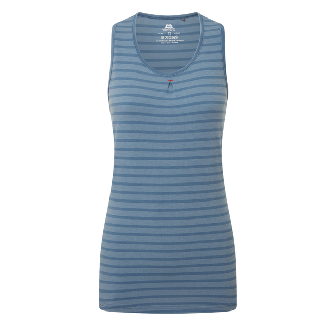 Mountain Equipment Equinox Women's Vest Outdoor Action Bluefin Stripe- Front