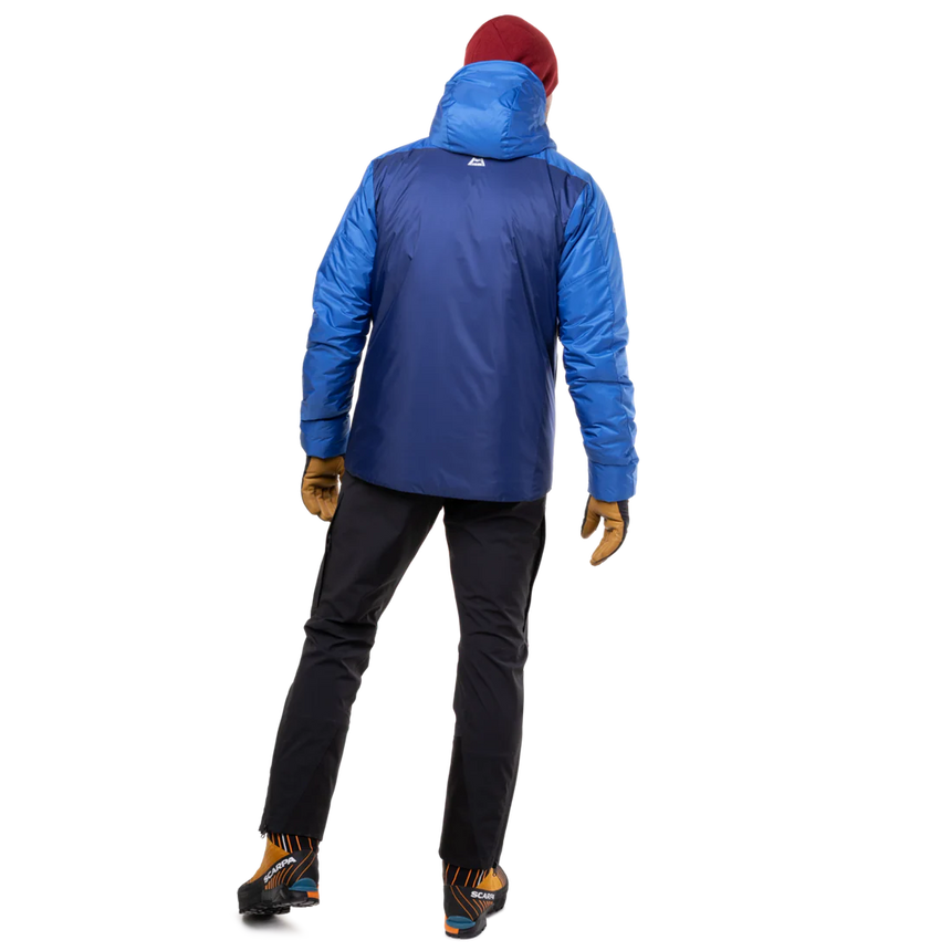 Mountain Equipment Fitzroy Men's Jacket Outdoor Action Admiral/Atlantic- Back fit on Model