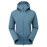 Mountain Equipment Frontier Hooded Women's Jacket Outdoor Action Indian Teal- Front