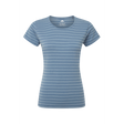 Mountain Equipment Groundup Stripe Women's Tee Outdoor Action Bluefin Stripe- Front