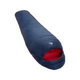 Mountain Equipment Helium 250 Women's Sleeping Bag Outdoor Action Medieval Blue- Slanted Full Length