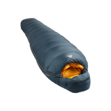 Mountain Equipment Helium 600 Sleeping Bag Outdoor Action Majolica Blue- Slanted Full Length