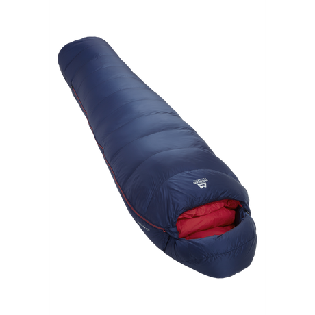 Mountain Equipment Helium 600 Women's Sleeping Bag Outdoor Action Medieval Blue- Slanted full length