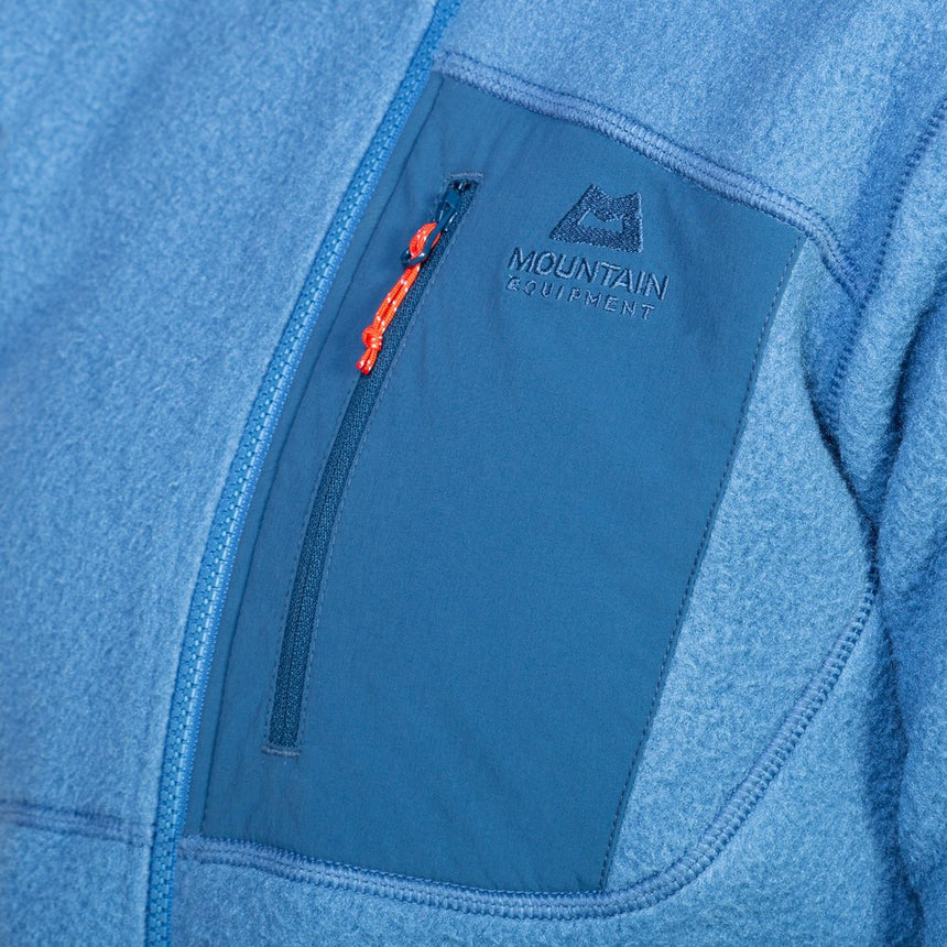 Mountain Equipment Highpile Hooded Women's Jacket Outdoor Action Stellar/Majolica Blue- Chest Pocket