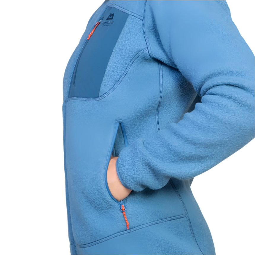 Mountain Equipment Highpile Hooded Women's Jacket Outdoor Action Stellar/Majolica Blue- Hand Pocket