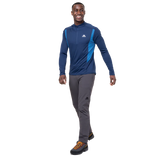 Mountain Equipment Ignis Long Sleeve Men's Zip Tee Outdoor Action Admiral/Atlantic- Front Fit