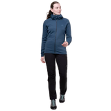 Mountain Equipment Jorasses Hooded Women's Jacket Outdoor Action Dusk- Front Fit on Model
