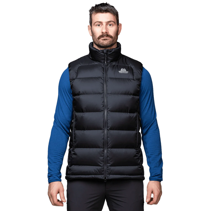 Mountain Equipment Lightline Men's Vest Outdoor Action Black- Front Fit on Model