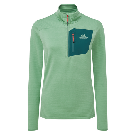 Mountain Equipment Lumiko Women's Zip T Outdoor Action Lichen Green/D Teal- Front