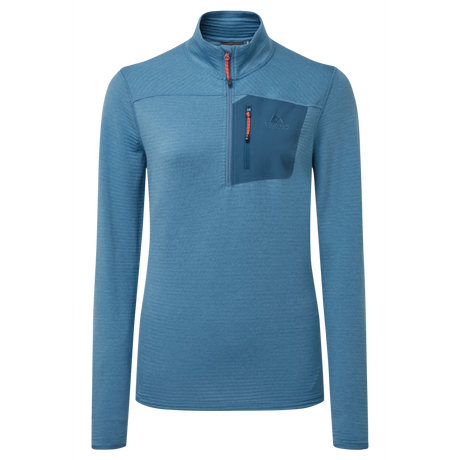 Mountain Equipment Lumiko Women's Zip T Outdoor Action Stellar/Majolica- Front