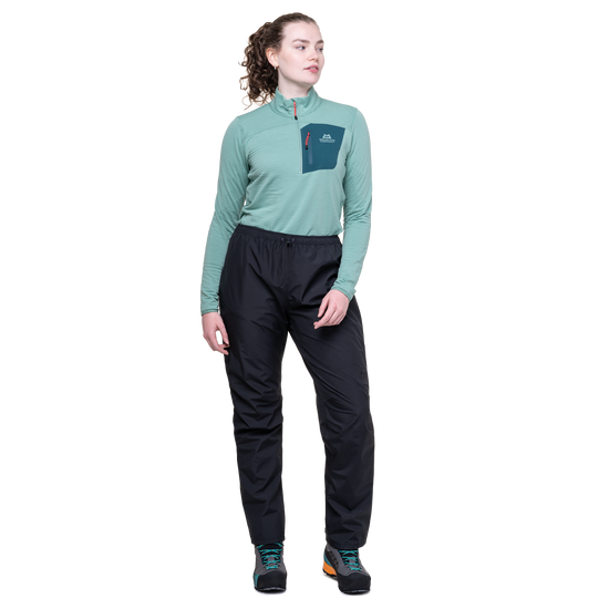 Mountain Equipment Makalu GORE-TEX Women's  Pant Outdoor Action Black- Front Fit on Model