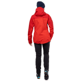 Mountain Equipment Manaslu Women's Jacket Outdoor Action Chili/Crimson- Back Fit on Model