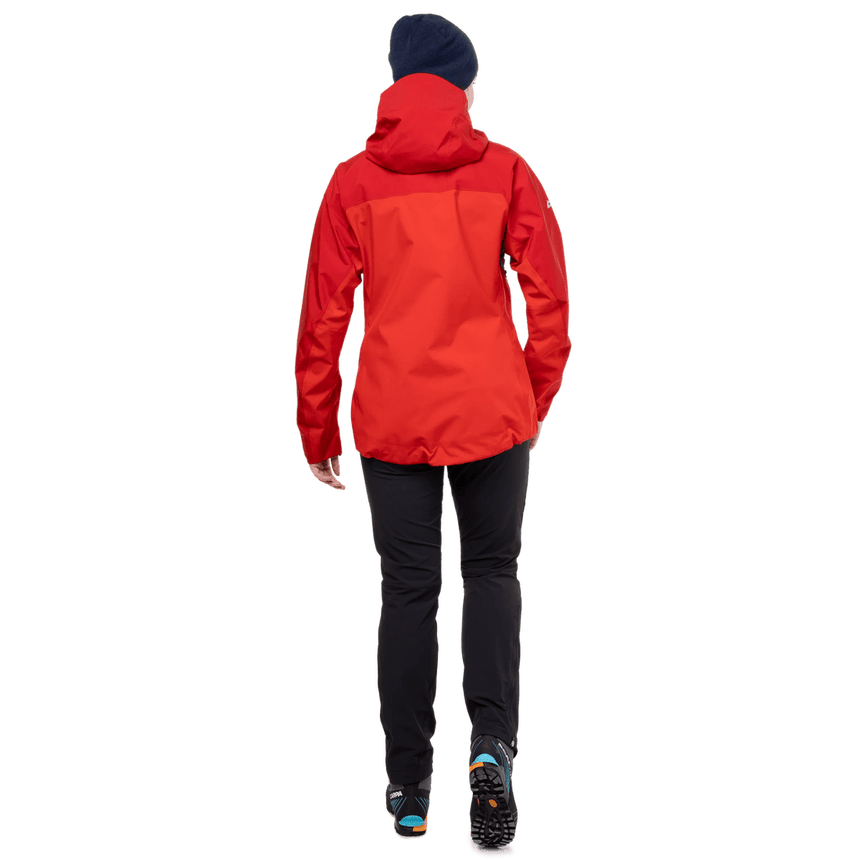 Mountain Equipment Manaslu Women's Jacket Outdoor Action Chili/Crimson- Back Fit on Model