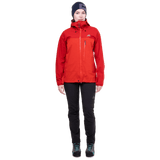 Mountain Equipment Manaslu Women's Jacket Outdoor Action Chili/Crimson- Front Fit On Model
