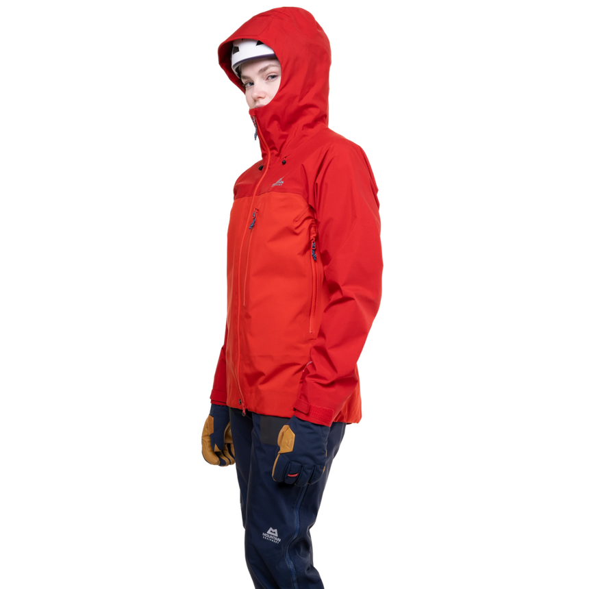 Mountain Equipment Manaslu Women's Jacket Outdoor Action Chili/Crimson- Helmet Compatible Hood