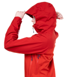Mountain Equipment Manaslu Women's Jacket Outdoor Action Chili/Crimson- Hood Adjuster Cord Channels