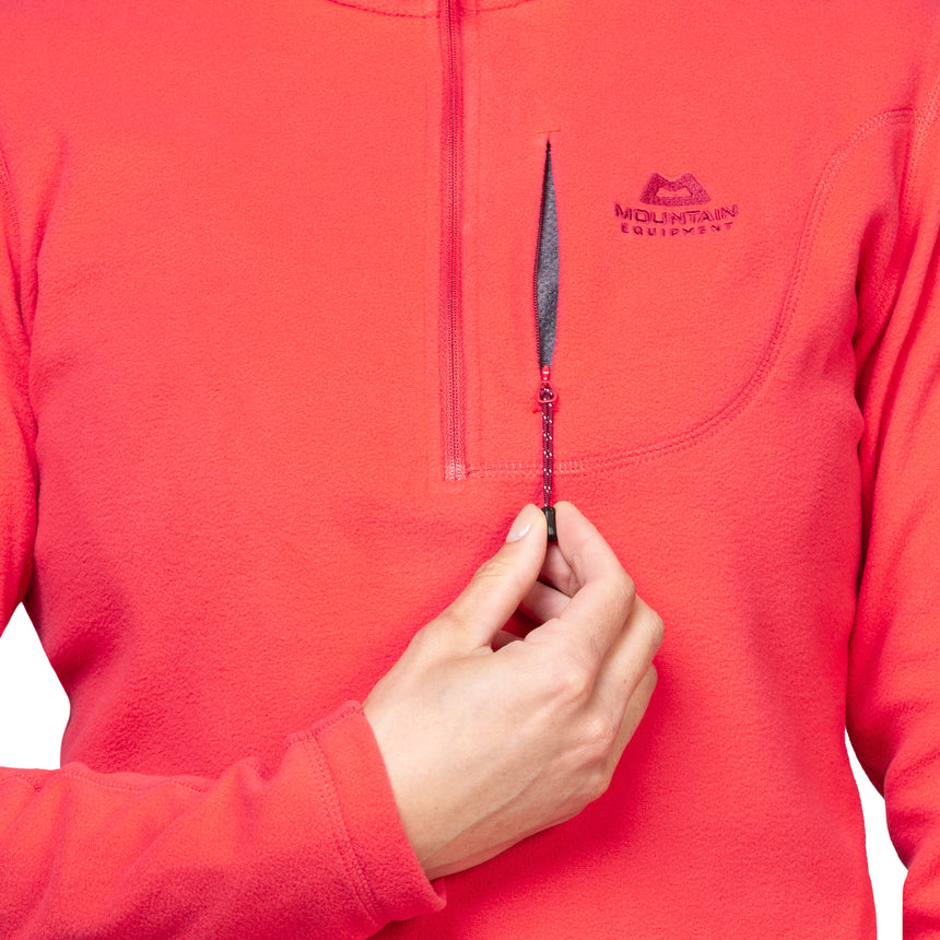 Mountain Equipment Micro Women's Zip-T Fleece Outdoor Action Hibiscus- Chest Pocket