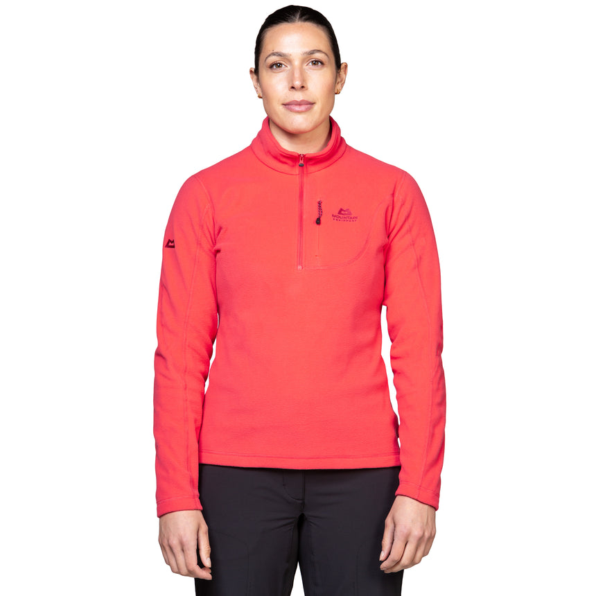 Mountain Equipment Micro Women's Zip-T Fleece Outdoor Action Hibiscus- Front fit