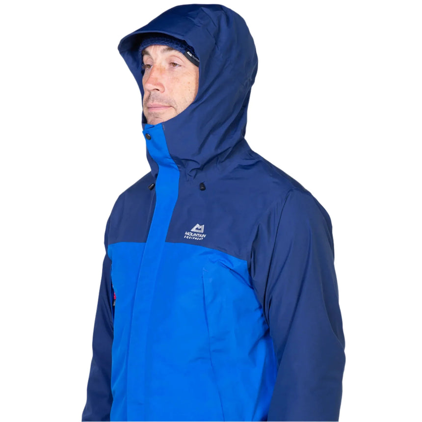 Mountain Equipment Nanda Devi GORE-TEX Men's Jacket Outdoor Action Lapis Blue/Medieval- Hood Up