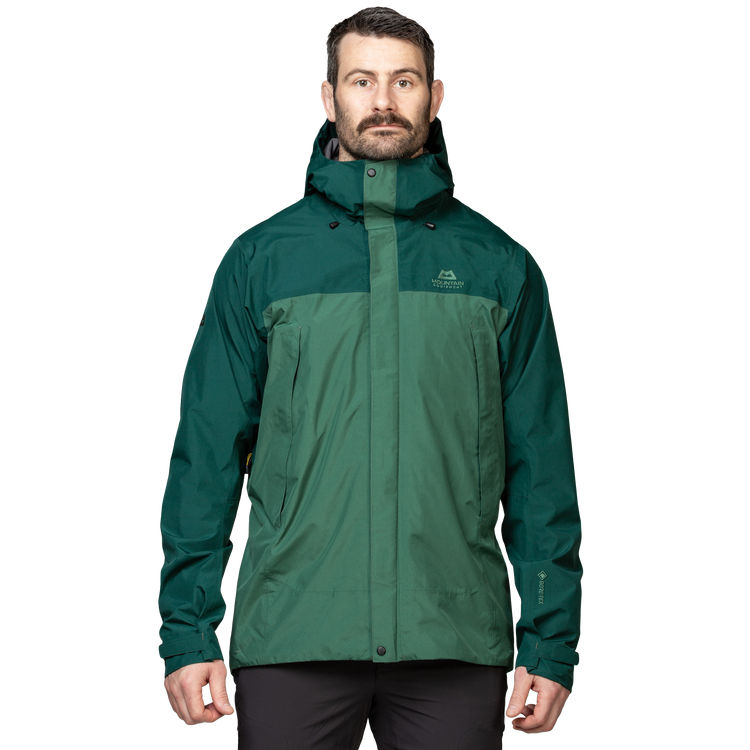 Mountain Equipment Nanda Devi Men's Jacket Outdoor Action Fern/Pine- Front Fit on Model