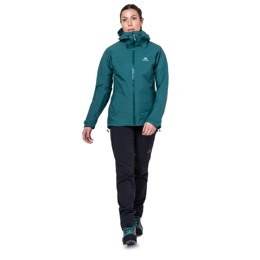 Mountain Equipment Odyssey Women's Jacket Outdoor Action Deep Teal- Front Fit on Model
