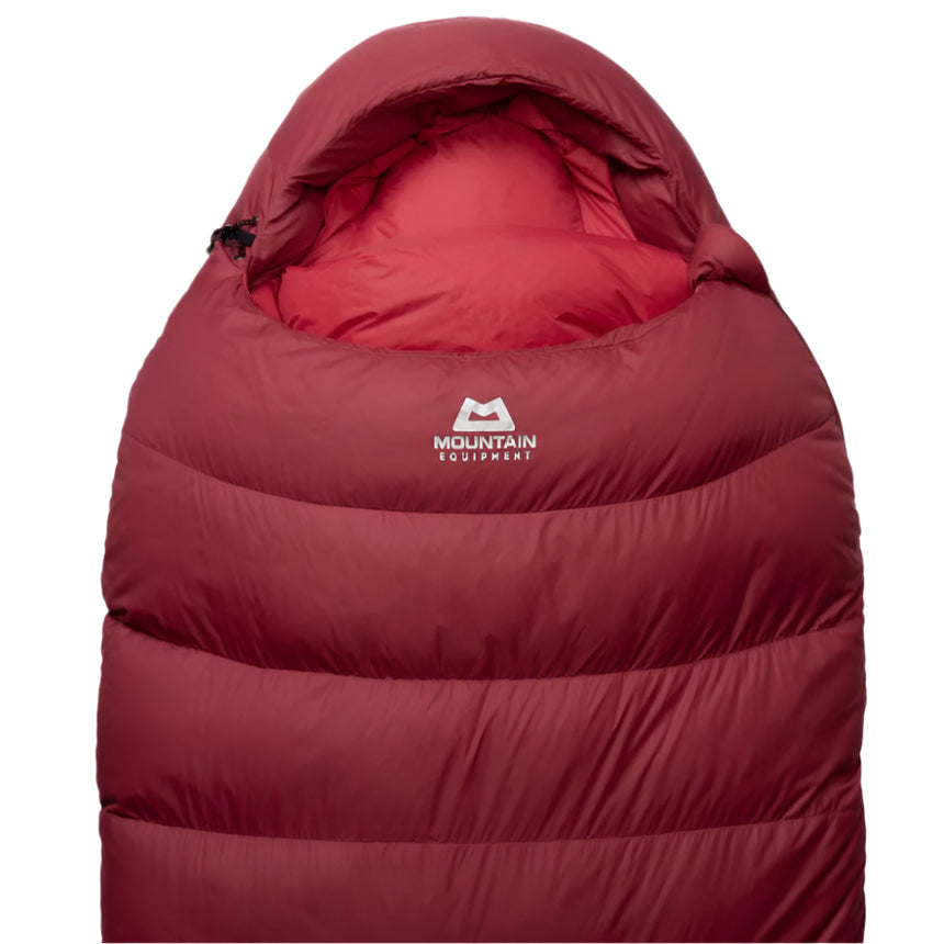 Mountain Equipment Olympus 450 Women's Sleeping Bag Outdoor Action Rhubarb- Hood