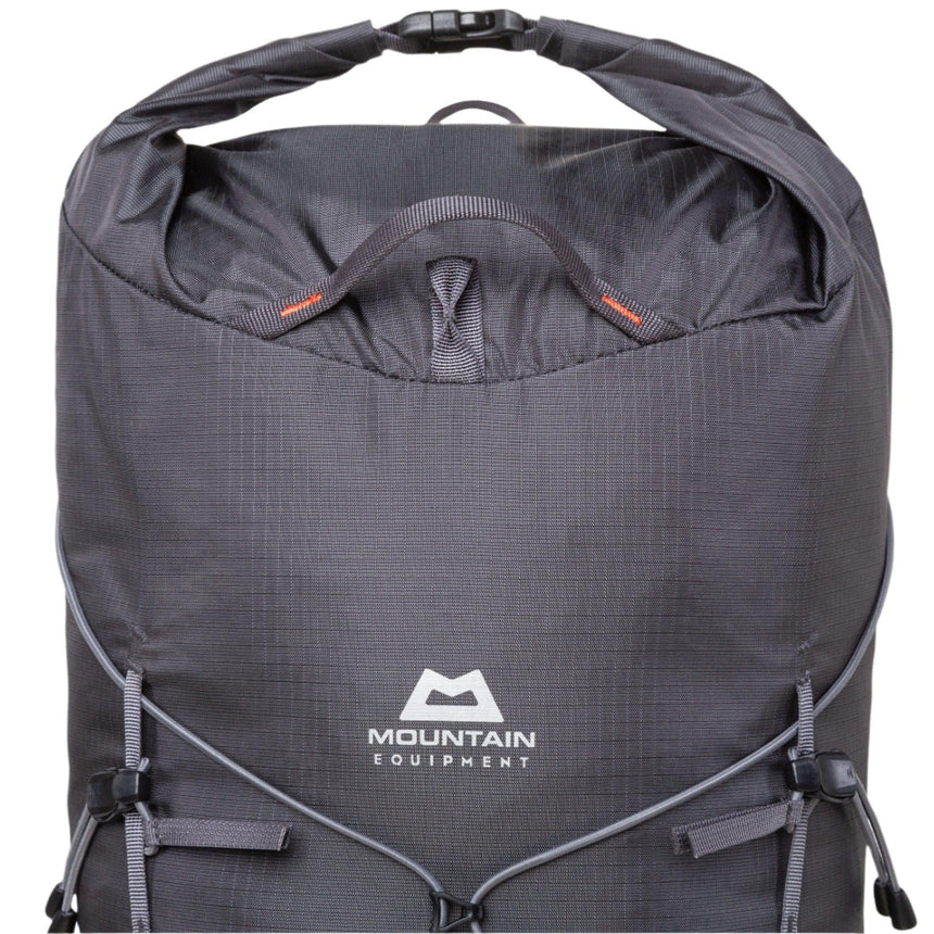 Mountain Equipment Orcus 28+ Backpack Outdoor Action Anvil Grey- Roll-top Closure