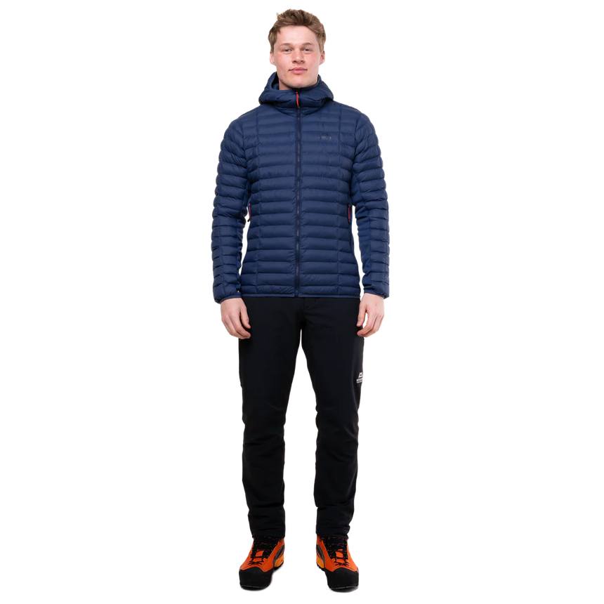Mountain Equipment Particle Hooded Men's Jacket Outdoor Action Cosmos- Full Front Fit