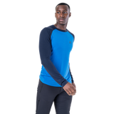 Mountain Equipment Redline LS Men's Tee Outdoor Action Atlantic/Cosmos- Front Fit