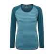 Mountain Equipment Redline LS Women's Tee Outdoor Action Bluefin Stripe/Denim- Front