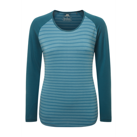 Mountain Equipment Redline LS Women's Tee Outdoor Action Bluefin Stripe/Denim- Front