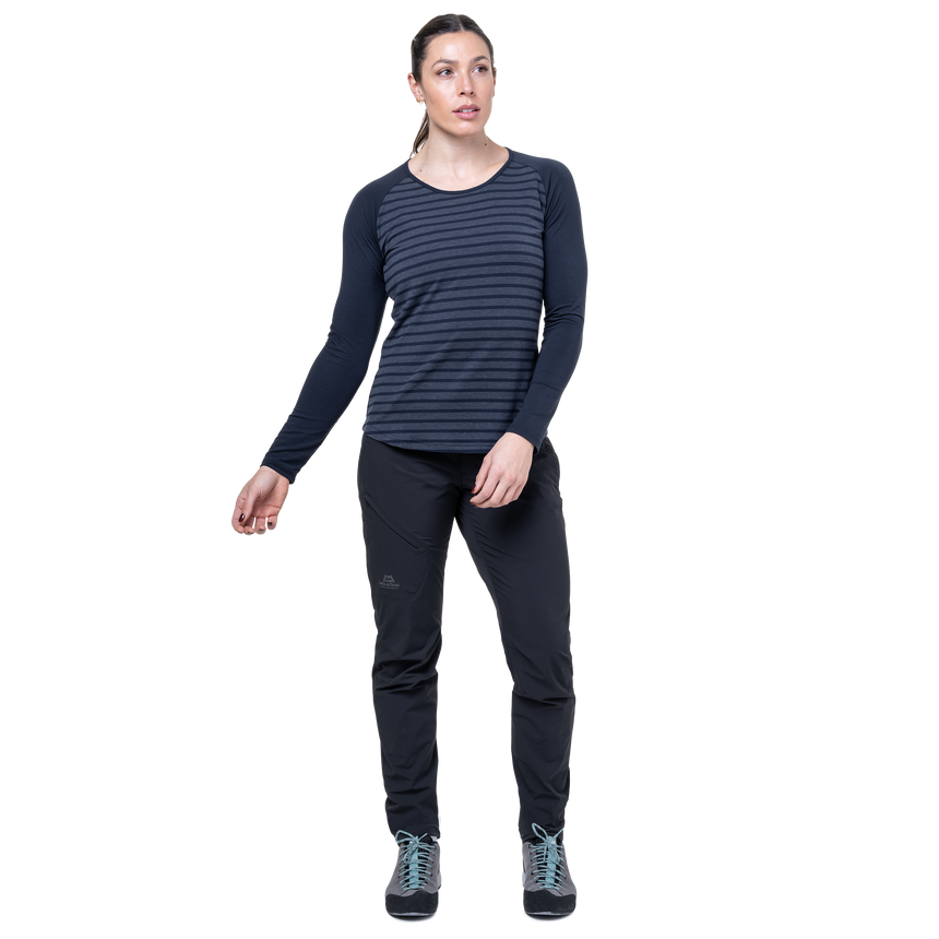 Mountain Equipment Redline LS Women's Tee Outdoor Action Cosmos Stripe/Cosmos- Slim Fit