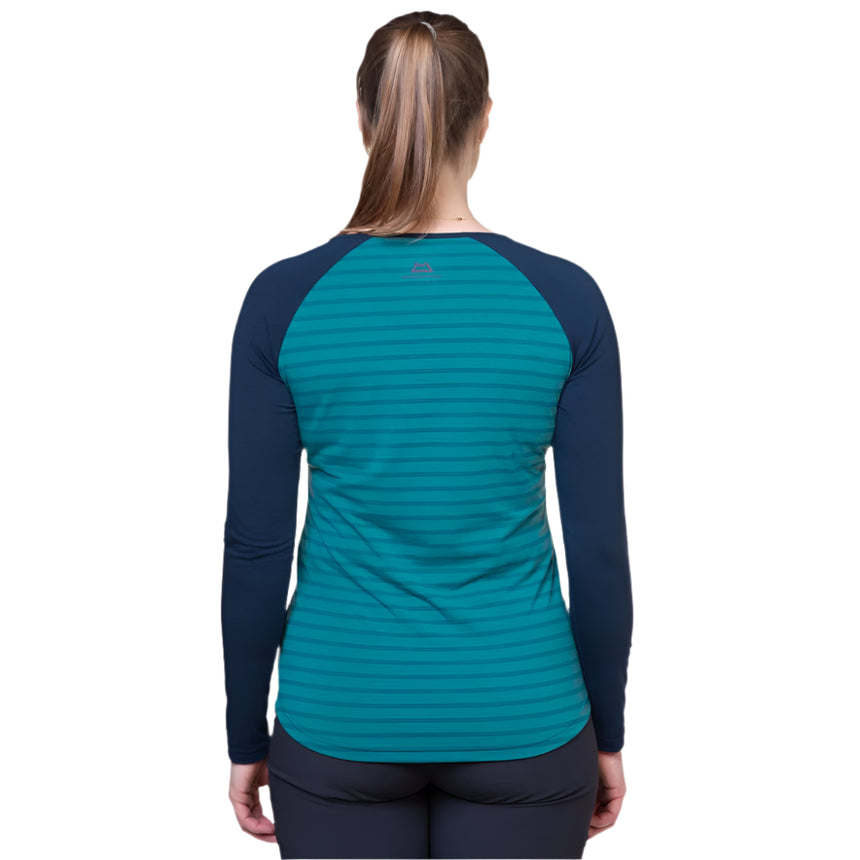 Mountain Equipment Redline LS Women's Tee Outdoor Action Spruce Stripe/Cosmos- Back