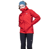 Mountain Equipment Saltoro Women’s Jacket Outdoor Action Imperial Red/Crimson - Front View on Model