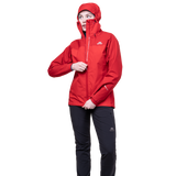 Mountain Equipment Saltoro Women’s Jacket Outdoor Action Imperial Red/Crimson - Full View on Model